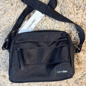 Calvin Klein Black Nylon Crossbody Bag Logo Strap